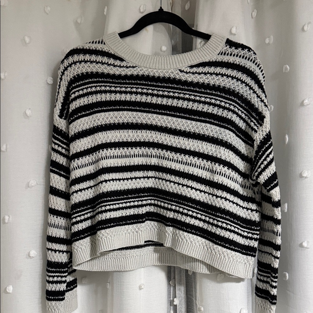 Sincerely Jules Black and White Striped Crewneck Sweater